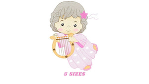 Angel with harp embroidery designs - Baby girl embroidery design machine embroidery pattern - Angel embroidery file - instant download jef