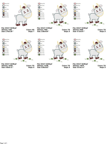 Goat embroidery design - Farm animals embroidery designs machine embroidery pattern - Farmer embroidery file - Goat rippled digital design