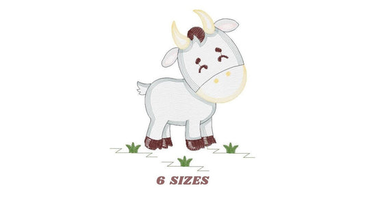 Goat embroidery design - Farm animals embroidery designs machine embroidery pattern - Farmer embroidery file - Goat rippled digital design