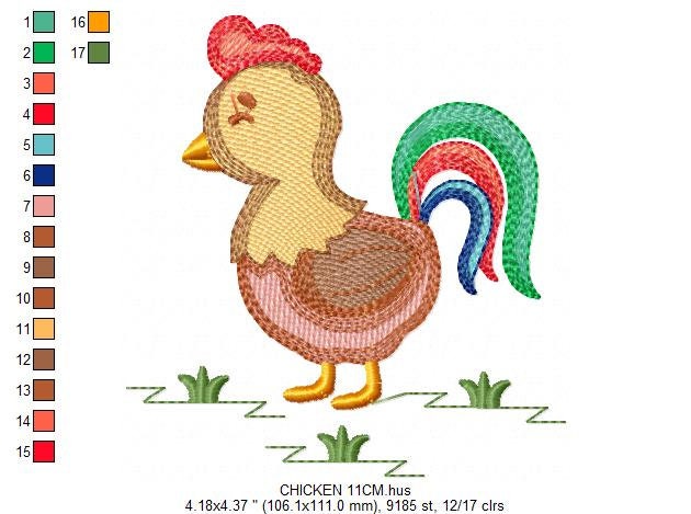 Chicken embroidery designs - Rooster embroidery design machine embroidery pattern - instant download - Kitchen embroidery file tea towel