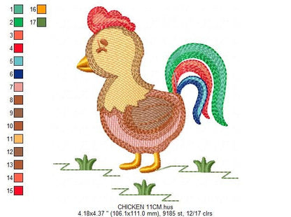 Chicken embroidery designs - Rooster embroidery design machine embroidery pattern - instant download - Kitchen embroidery file tea towel