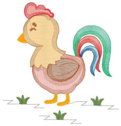Chicken embroidery designs - Rooster embroidery design machine embroidery pattern - instant download - Kitchen embroidery file tea towel