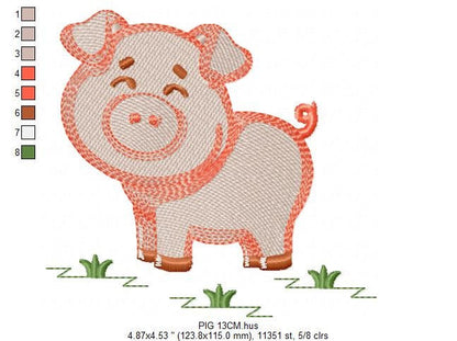Pig embroidery design - Animal embroidery designs machine embroidery pattern - Baby boy embroidery file - Ranch animal farm instant download