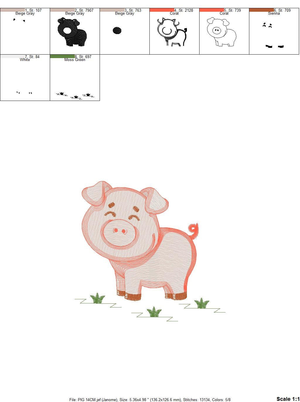 Pig embroidery design - Animal embroidery designs machine embroidery pattern - Baby boy embroidery file - Ranch animal farm instant download