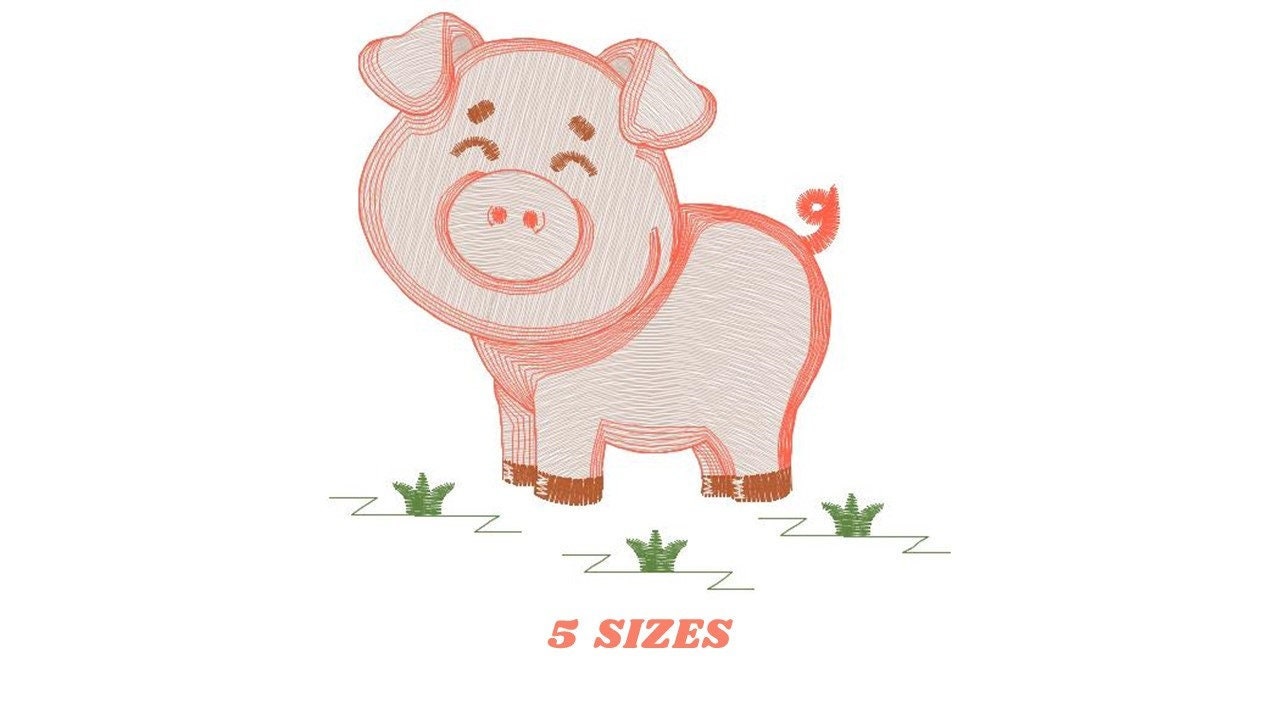 Pig embroidery design - Animal embroidery designs machine embroidery pattern - Baby boy embroidery file - Ranch animal farm instant download