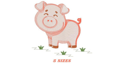 Pig embroidery design - Animal embroidery designs machine embroidery pattern - Baby boy embroidery file - Ranch animal farm instant download