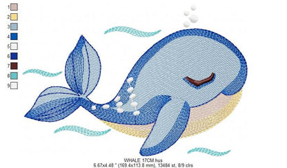 Whale embroidery designs - Fish embroidery design machine embroidery pattern - Ocean embroidery file - sea animal embroidery whale design