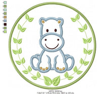 Charger l&#39;image dans la galerie, Hippo embroidery designs - Safari embroidery design machine embroidery pattern - Animal embroidery file - Hippo with applique frame pes jef
