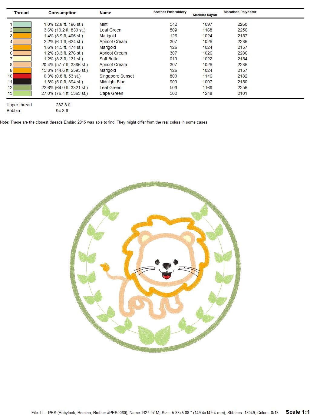 Lion embroidery designs - Safari embroidery design machine embroidery pattern - Animal embroidery file - Lion with applique frame pes jef