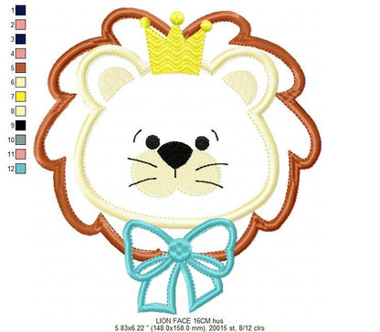 Lion embroidery designs - Lion King embroidery design machine embroidery pattern - Lion with crown applique design - boy embroidery file