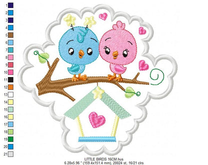 Bird embroidery designs - Baby girl embroidery design machine embroidery pattern - instant download - love couple embroidery birdies spring Marcia Embroidery