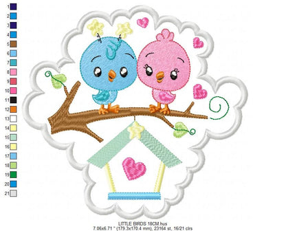 Bird embroidery designs - Baby girl embroidery design machine embroidery pattern - instant download - love couple embroidery birdies spring Marcia Embroidery