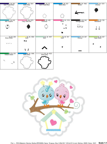 Bird embroidery designs - Baby girl embroidery design machine embroidery pattern - instant download - love couple embroidery birdies spring Marcia Embroidery