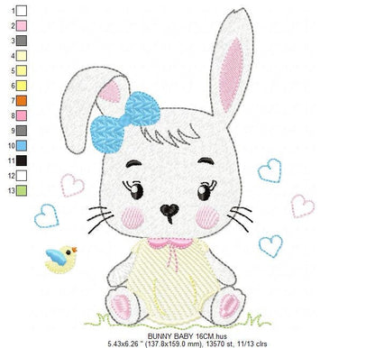 Bunny embroidery design - Easter Rabbit embroidery designs machine embroidery pattern - Animal embroidery file - instant download pes jef