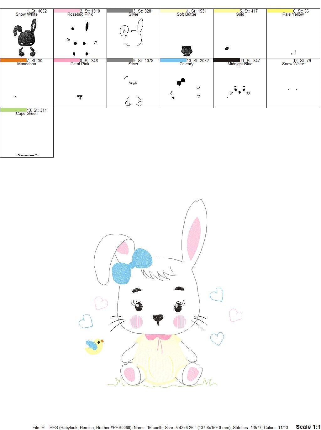 Bunny embroidery design - Easter Rabbit embroidery designs machine embroidery pattern - Animal embroidery file - instant download pes jef