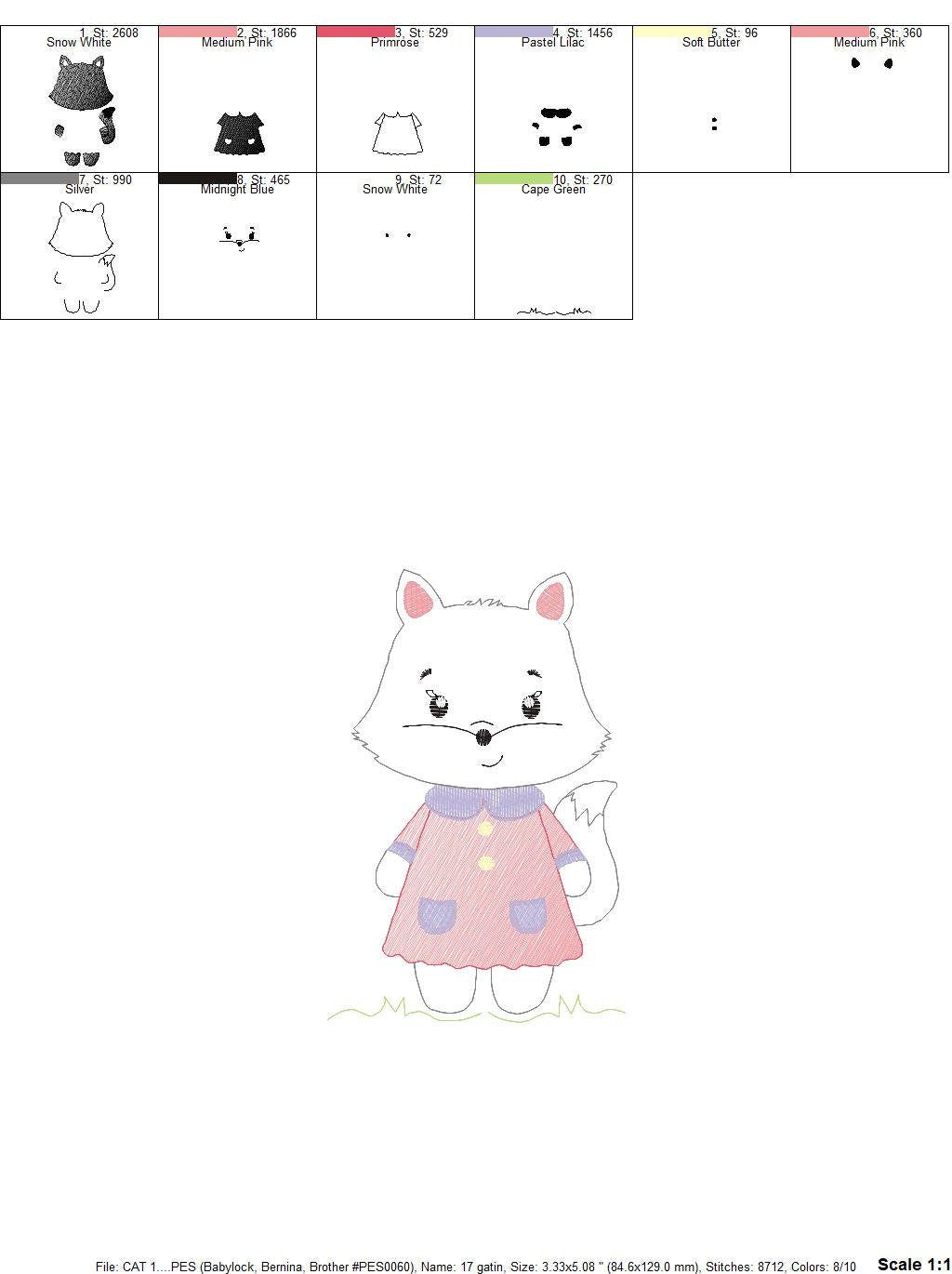Cat embroidery design - Kitty embroidery designs machine embroidery pattern - Pet embroidery file - Baby girl embroidery Kitchen cloth Apron Marcia Embroidery