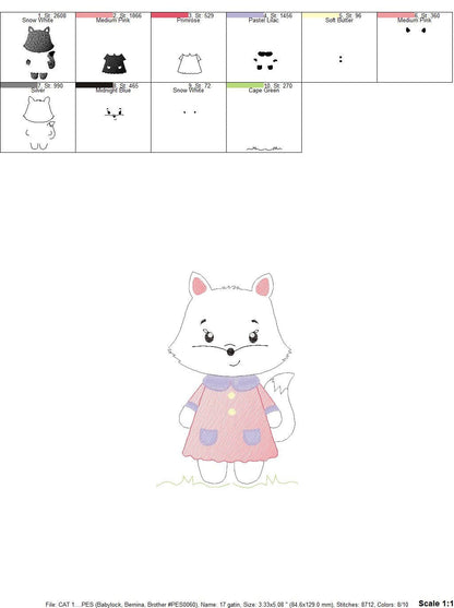 Cat embroidery design - Kitty embroidery designs machine embroidery pattern - Pet embroidery file - Baby girl embroidery Kitchen cloth Apron Marcia Embroidery
