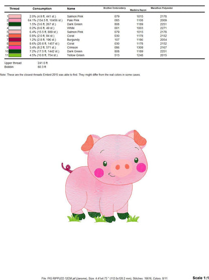 Pig with chick embroidery design - Farm Ranch Animal machine embroidery pattern - Baby boy file - Instant download pes dst jef hus vip vp3