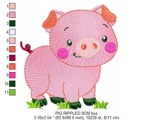 Pig with chick embroidery design - Farm Ranch Animal machine embroidery pattern - Baby boy file - Instant download pes dst jef hus vip vp3