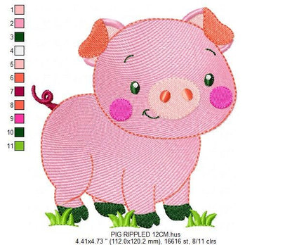 Pig with chick embroidery design - Farm Ranch Animal machine embroidery pattern - Baby boy file - Instant download pes dst jef hus vip vp3