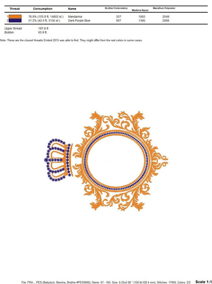 Crown with applique frame embroidery designs - Laurel embroidery design machine pattern - Baby Boy Monogram Frame - Instant download pes jef Marcia Embroidery