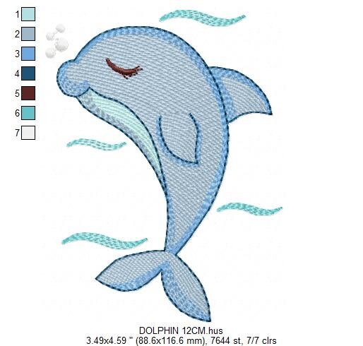 Dolphin embroidery designs - Ocean Fish embroidery design machine embroidery pattern - Dolphin sleeping embroidery file - delicate animal