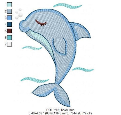 Dolphin embroidery designs - Ocean Fish embroidery design machine embroidery pattern - Dolphin sleeping embroidery file - delicate animal