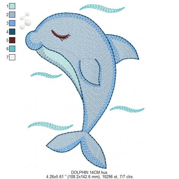 Dolphin embroidery designs - Ocean Fish embroidery design machine embroidery pattern - Dolphin sleeping embroidery file - delicate animal