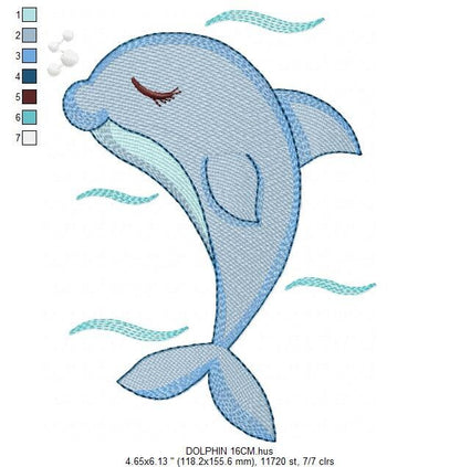 Dolphin embroidery designs - Ocean Fish embroidery design machine embroidery pattern - Dolphin sleeping embroidery file - delicate animal