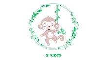 Laden Sie das Bild in den Galerie-Viewer, Monkey embroidery designs - Safari embroidery design machine embroidery pattern - Animal embroidery file - Monkey with frame download pes
