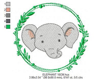 Charger l&#39;image dans la galerie, Elephant face embroidery designs - Safari embroidery design machine embroidery pattern - Animal embroidery file - Elephant with laurel frame
