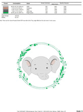 Charger l&#39;image dans la galerie, Elephant face embroidery designs - Safari embroidery design machine embroidery pattern - Animal embroidery file - Elephant with laurel frame
