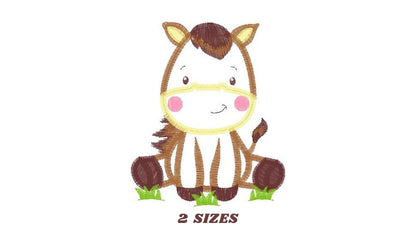 Horse embroidery design - Baby Boy Farm Animal machine embroidery pattern - Horse applique design - Instant digital download pes jef dst hus