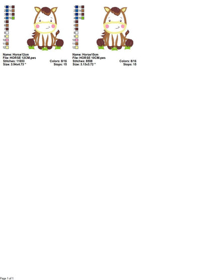 Horse embroidery design - Baby Boy Farm Animal machine embroidery pattern - Horse applique design - Instant digital download pes jef dst hus