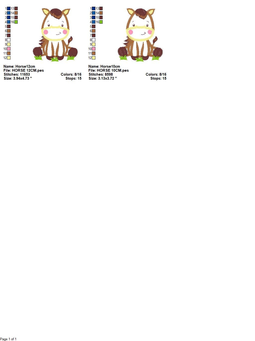 Horse embroidery design - Baby Boy Farm Animal machine embroidery pattern - Horse applique design - Instant digital download pes jef dst hus