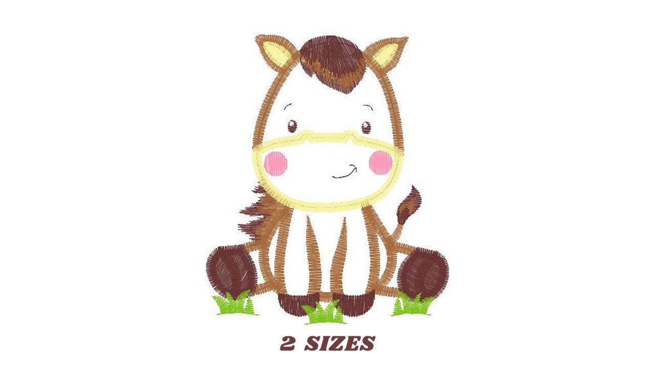 Horse embroidery design - Baby Boy Farm Animal machine embroidery pattern - Horse applique design - Instant digital download pes jef dst hus