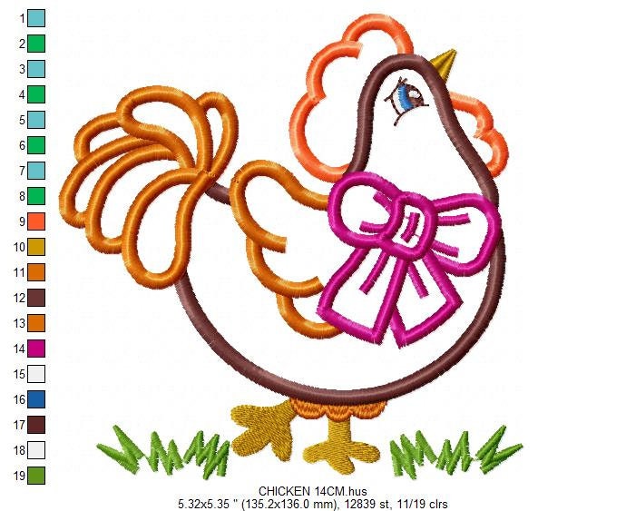 Chicken embroidery designs - Rooster embroidery design machine embroidery pattern - instant download - Kitchen embroidery file tea towel pes