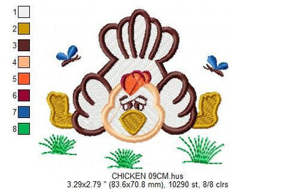 Chicken embroidery designs - Rooster embroidery design machine embroidery pattern - instant download - Kitchen embroidery file tea towel