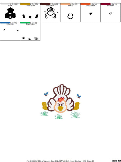 Chicken embroidery designs - Rooster embroidery design machine embroidery pattern - instant download - Kitchen embroidery file tea towel