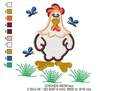 Chicken embroidery designs - Rooster embroidery design machine embroidery pattern - instant download - Kitchen embroidery file tea towel