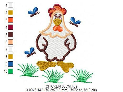 Chicken embroidery designs - Rooster embroidery design machine embroidery pattern - instant download - Kitchen embroidery file tea towel