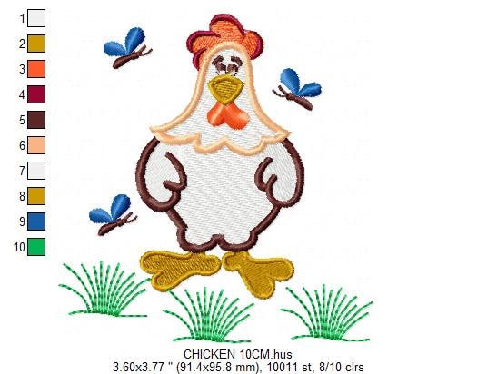 Chicken embroidery designs - Rooster embroidery design machine embroidery pattern - instant download - Kitchen embroidery file tea towel