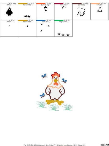 Chicken embroidery designs - Rooster embroidery design machine embroidery pattern - instant download - Kitchen embroidery file tea towel