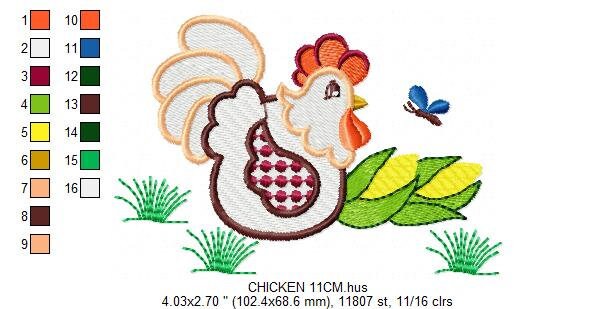 Chicken embroidery designs - Rooster embroidery design machine embroidery pattern - Kitchen Towel embroidery file - instant download pes jef