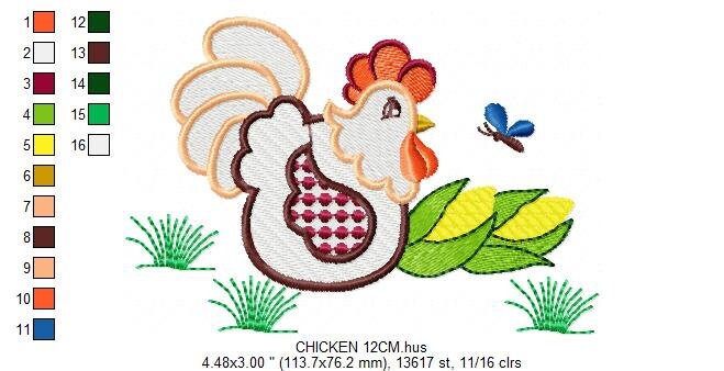 Chicken embroidery designs - Rooster embroidery design machine embroidery pattern - Kitchen Towel embroidery file - instant download pes jef
