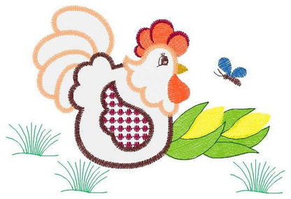 Chicken embroidery designs - Rooster embroidery design machine embroidery pattern - Kitchen Towel embroidery file - instant download pes jef