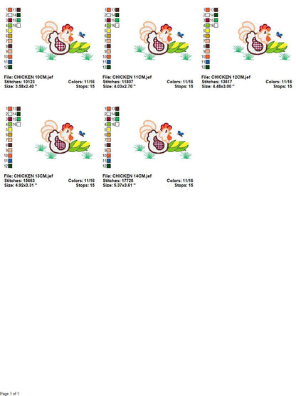 Chicken embroidery designs - Rooster embroidery design machine embroidery pattern - Kitchen Towel embroidery file - instant download pes jef
