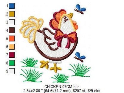 Chicken embroidery designs - Rooster embroidery design machine embroidery pattern - instant download - Kitchen embroidery file tea towel pes