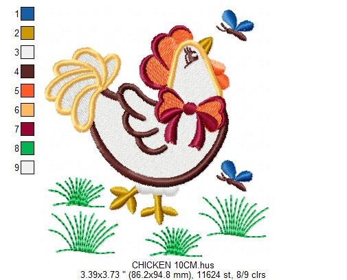 Chicken embroidery designs - Rooster embroidery design machine embroidery pattern - instant download - Kitchen embroidery file tea towel pes