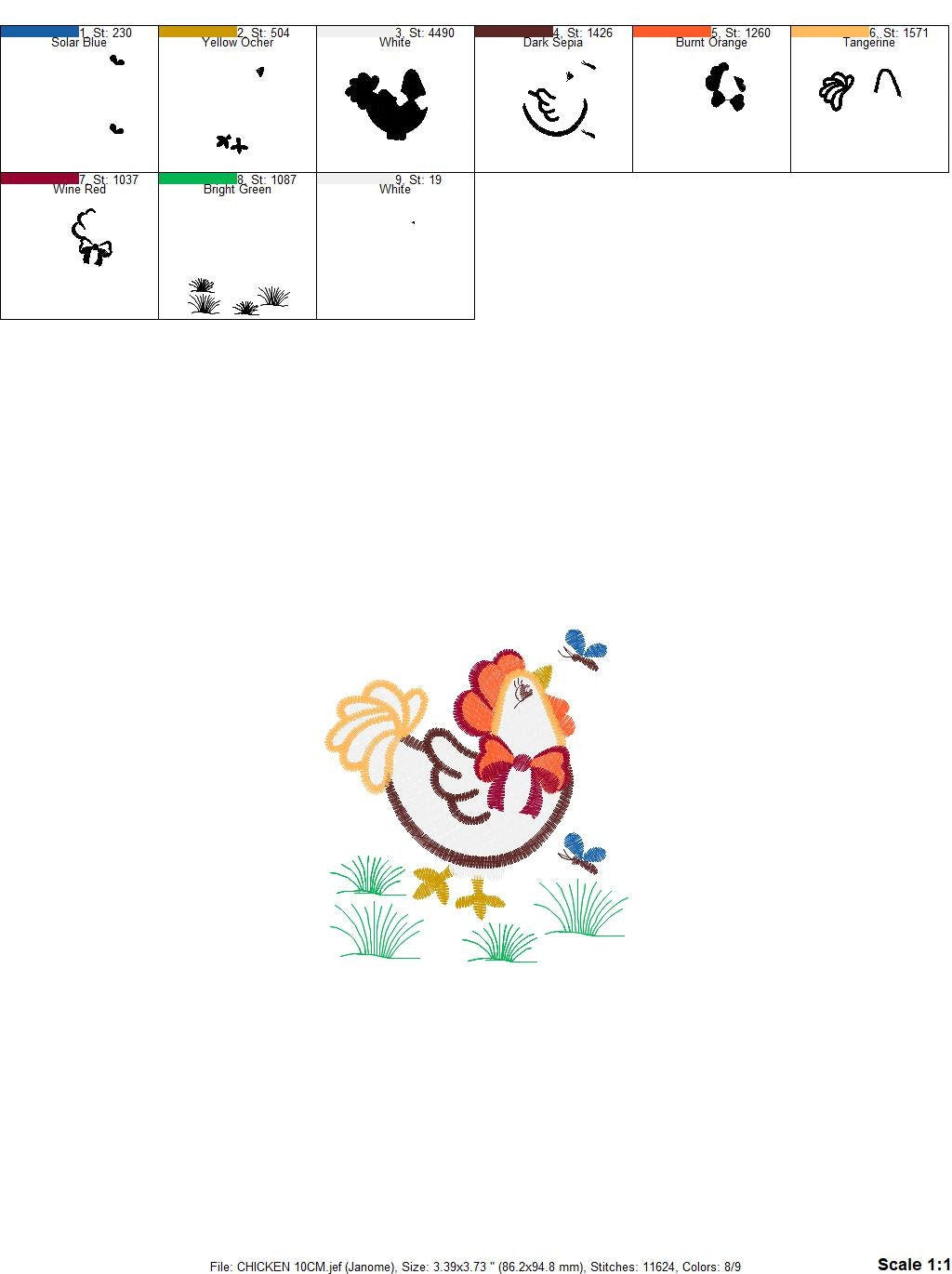 Chicken embroidery designs - Rooster embroidery design machine embroidery pattern - instant download - Kitchen embroidery file tea towel pes